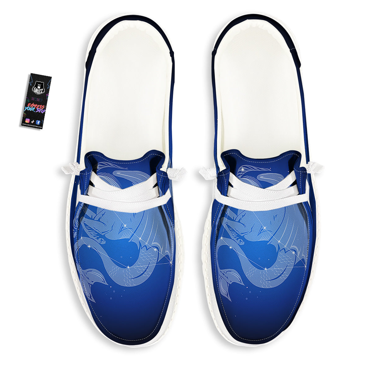 Capricorn Constellation Print White Loafers-grizzshop