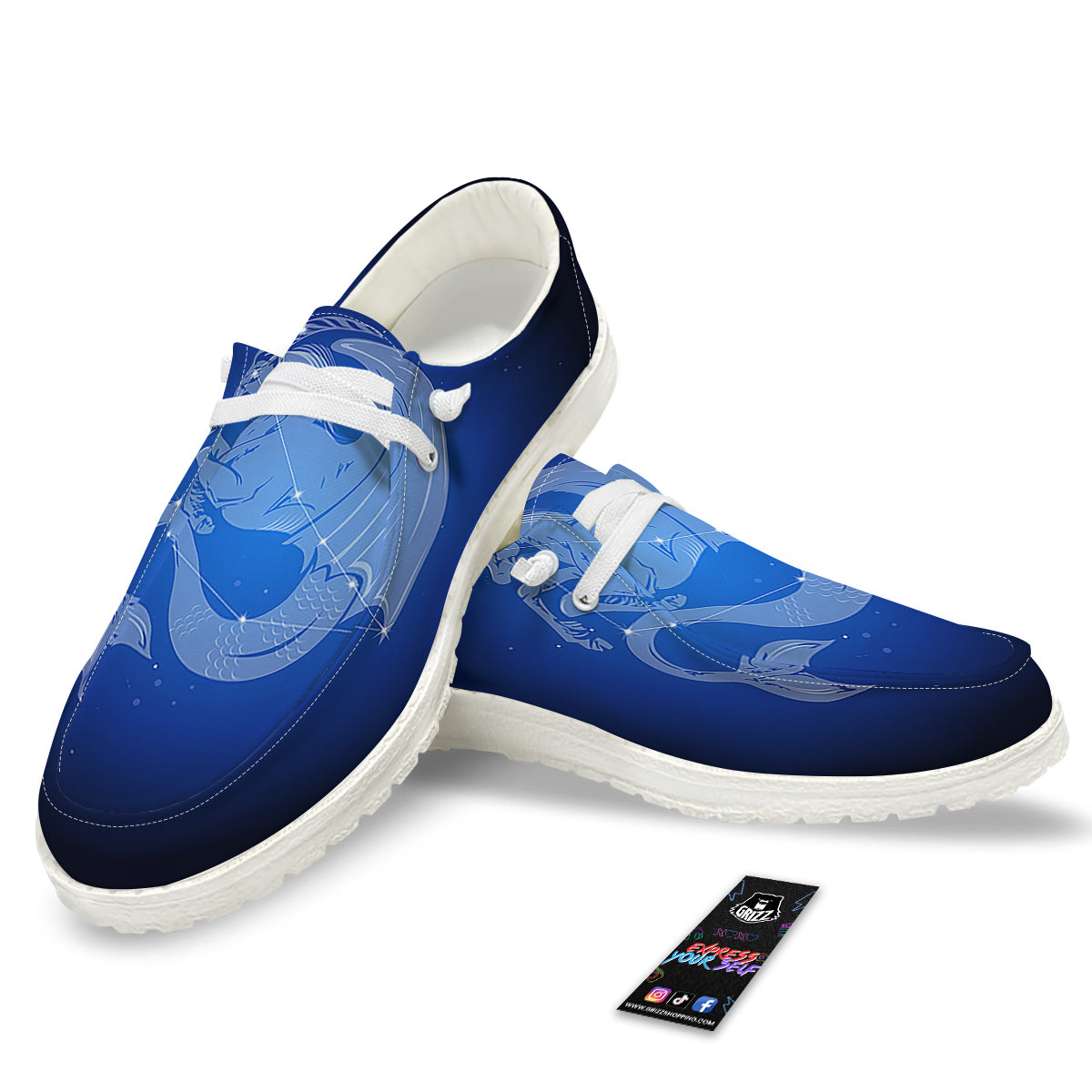 Capricorn Constellation Print White Loafers-grizzshop