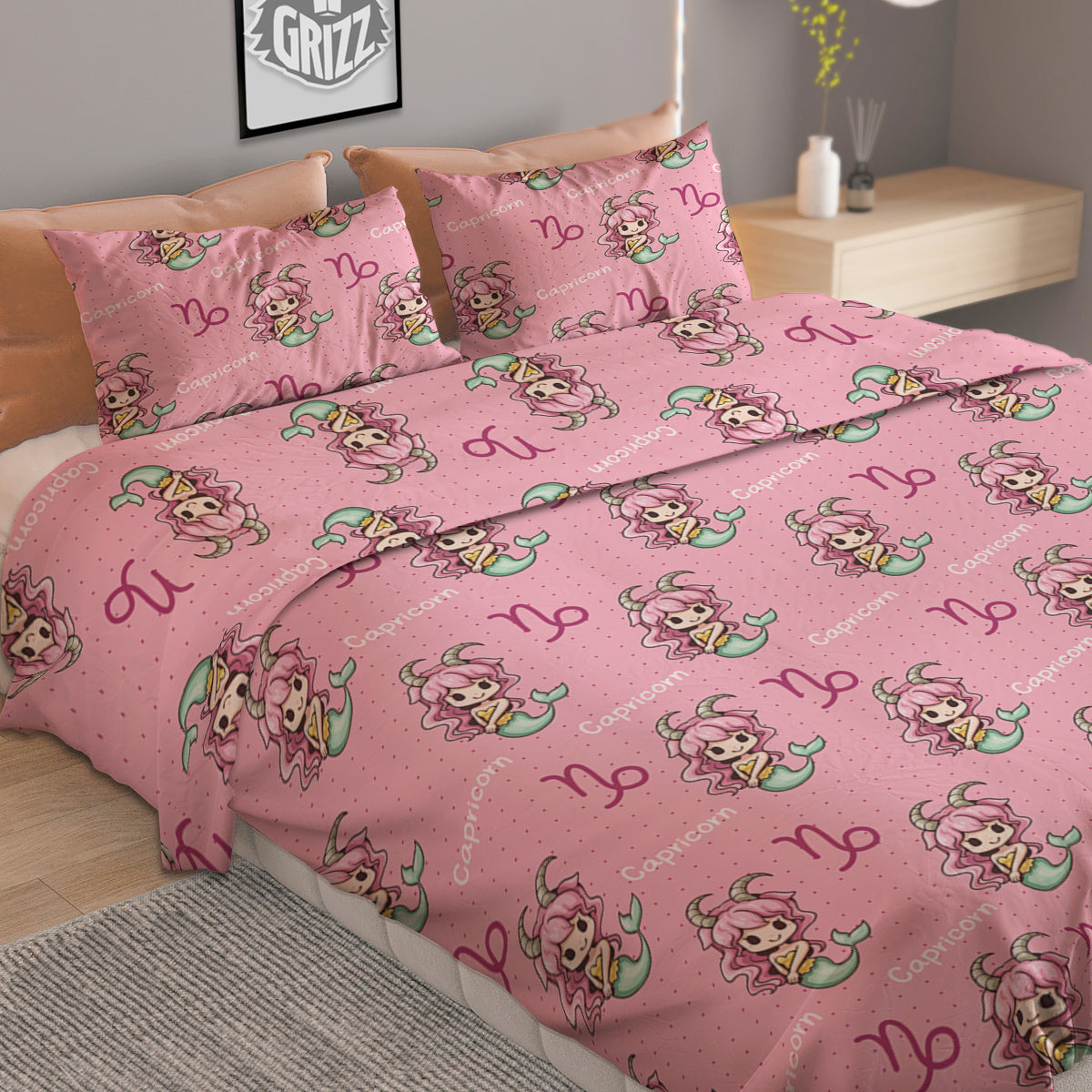 Capricorn Cute Cartoon Print Pattern Duvet Cover Bedding Set