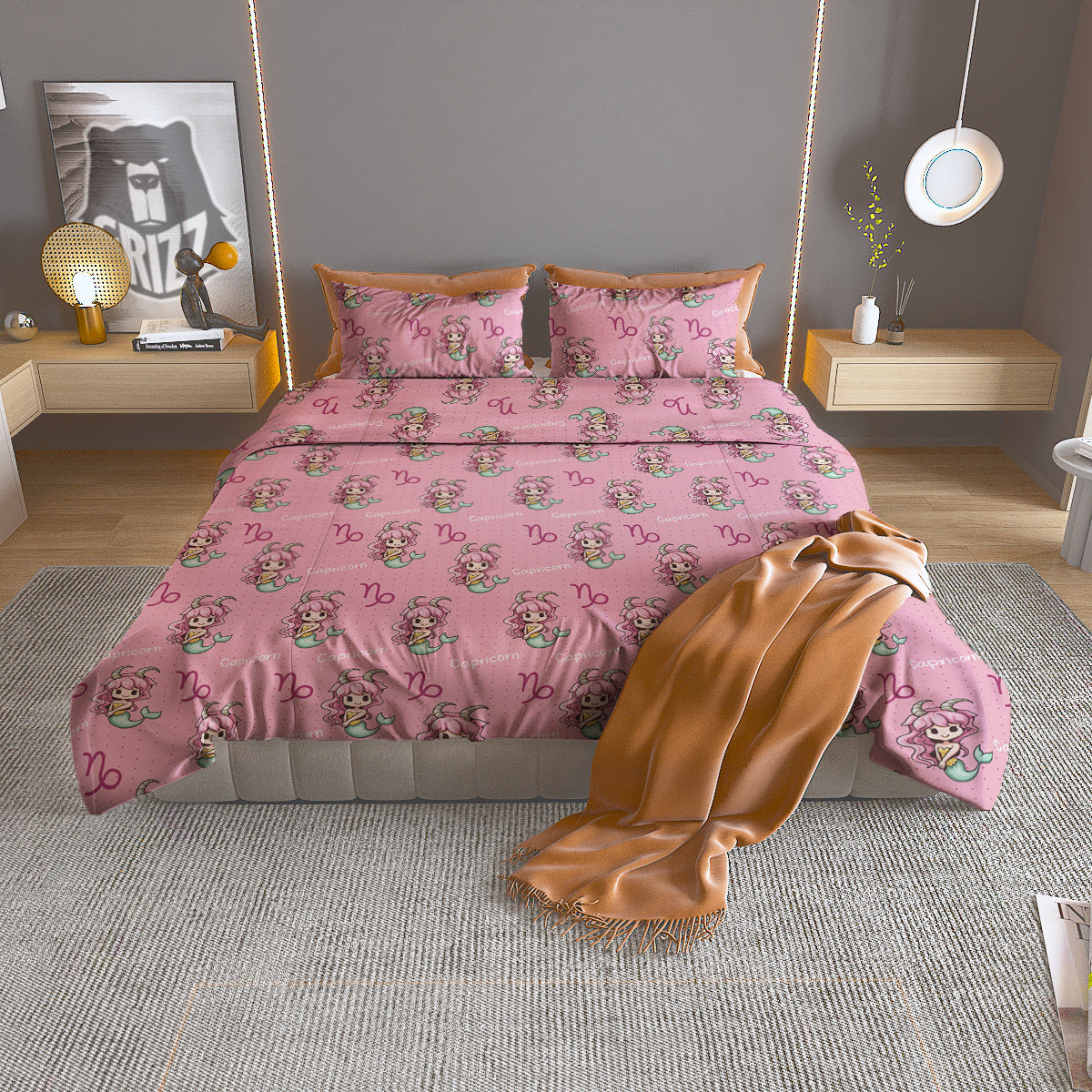 Capricorn Cute Cartoon Print Pattern Duvet Cover Bedding Set