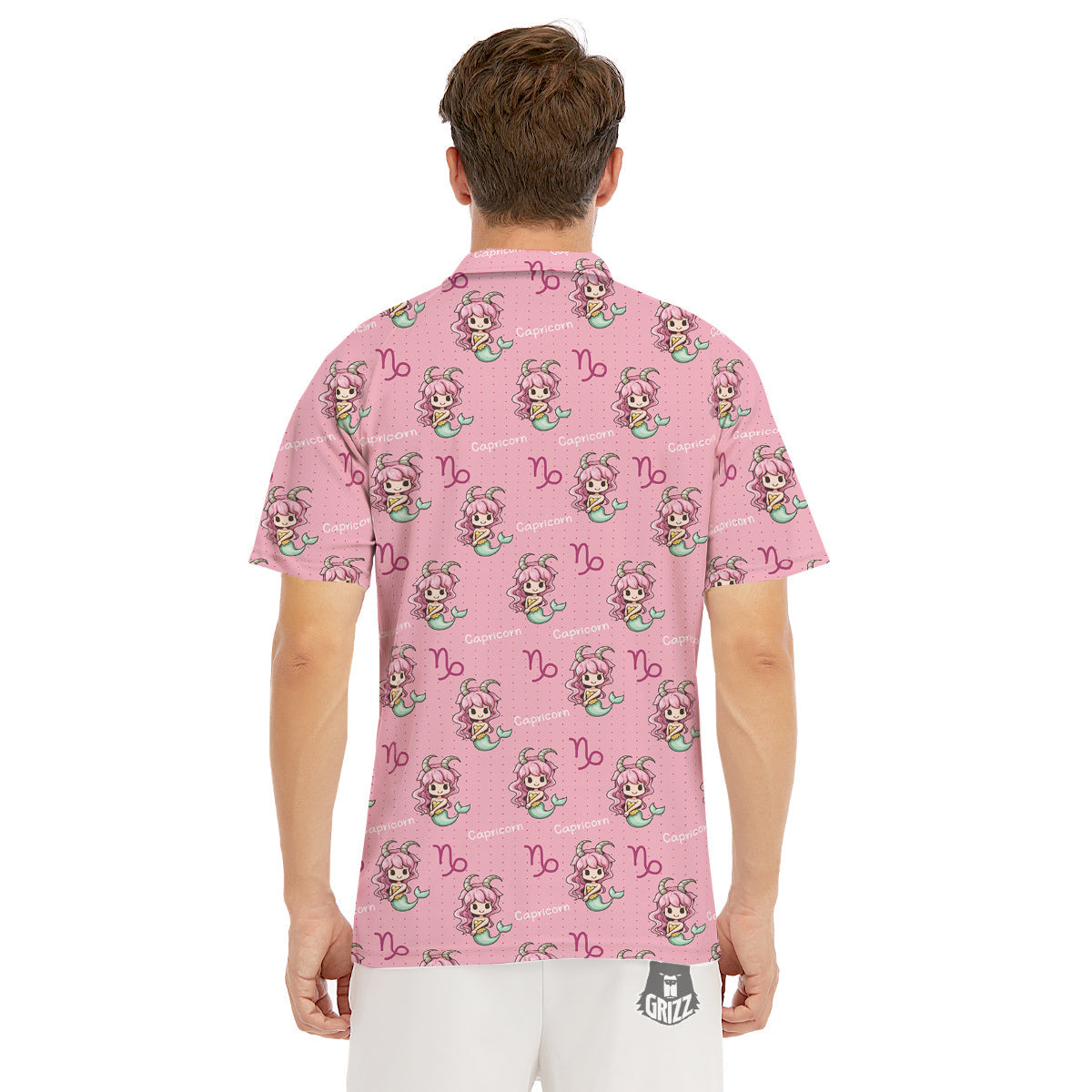Capricorn Cute Cartoon Print Pattern Men's Golf Shirts-grizzshop