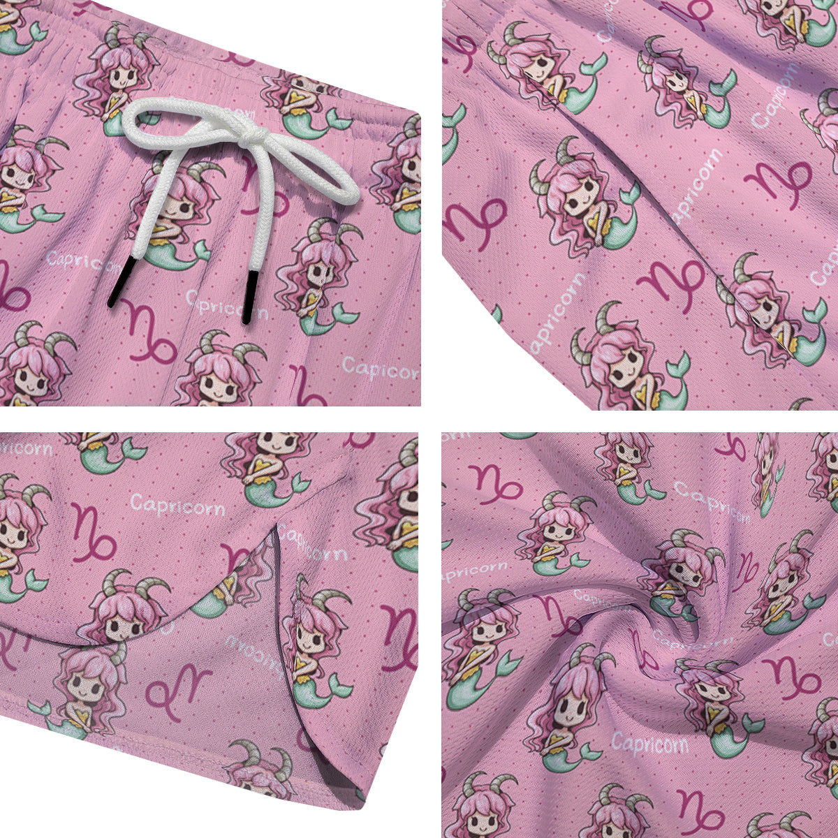 Capricorn Cute Cartoon Print Pattern Men's Running Shorts-grizzshop