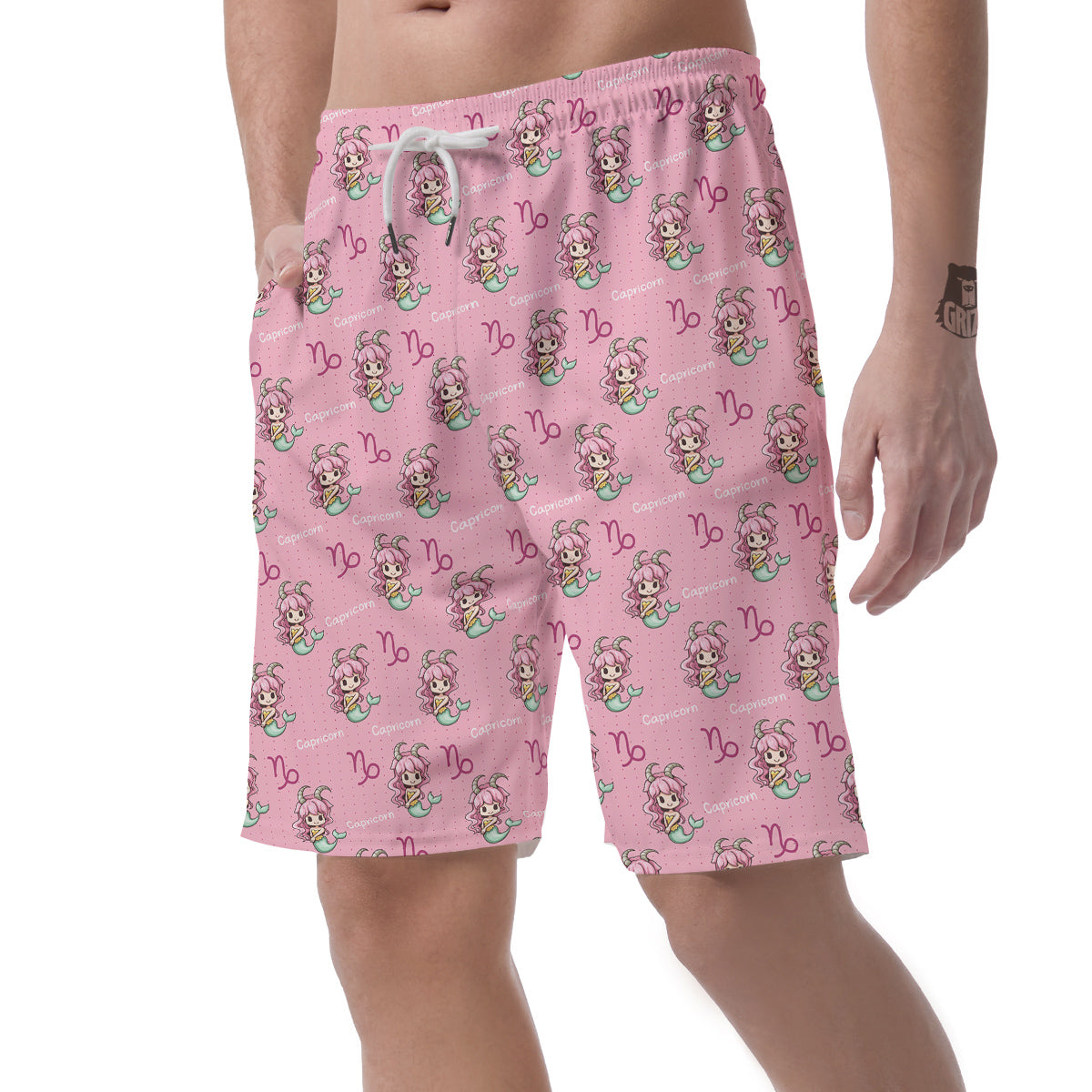 Capricorn Cute Cartoon Print Pattern Men's Shorts-grizzshop