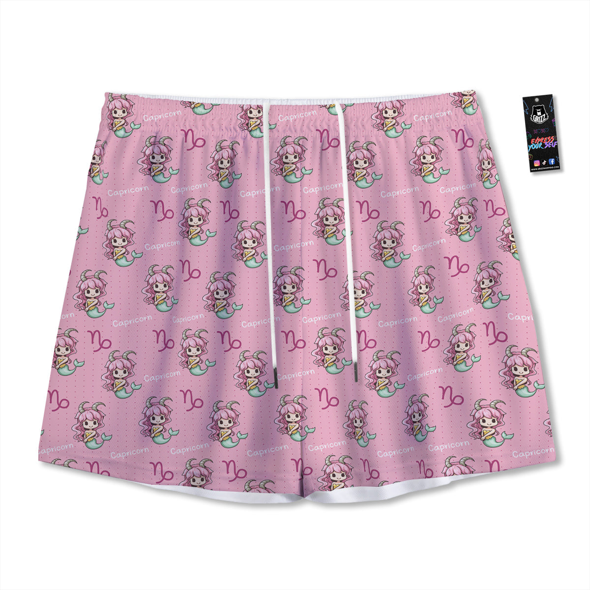 Capricorn Cute Cartoon Print Pattern Mesh Shorts