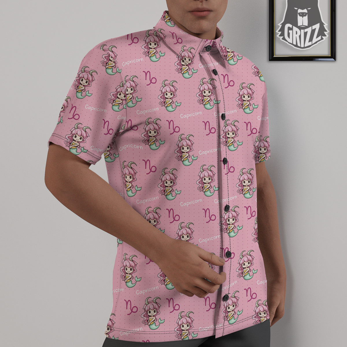 Capricorn Cute Cartoon Print Pattern Untucked Shirts-grizzshop