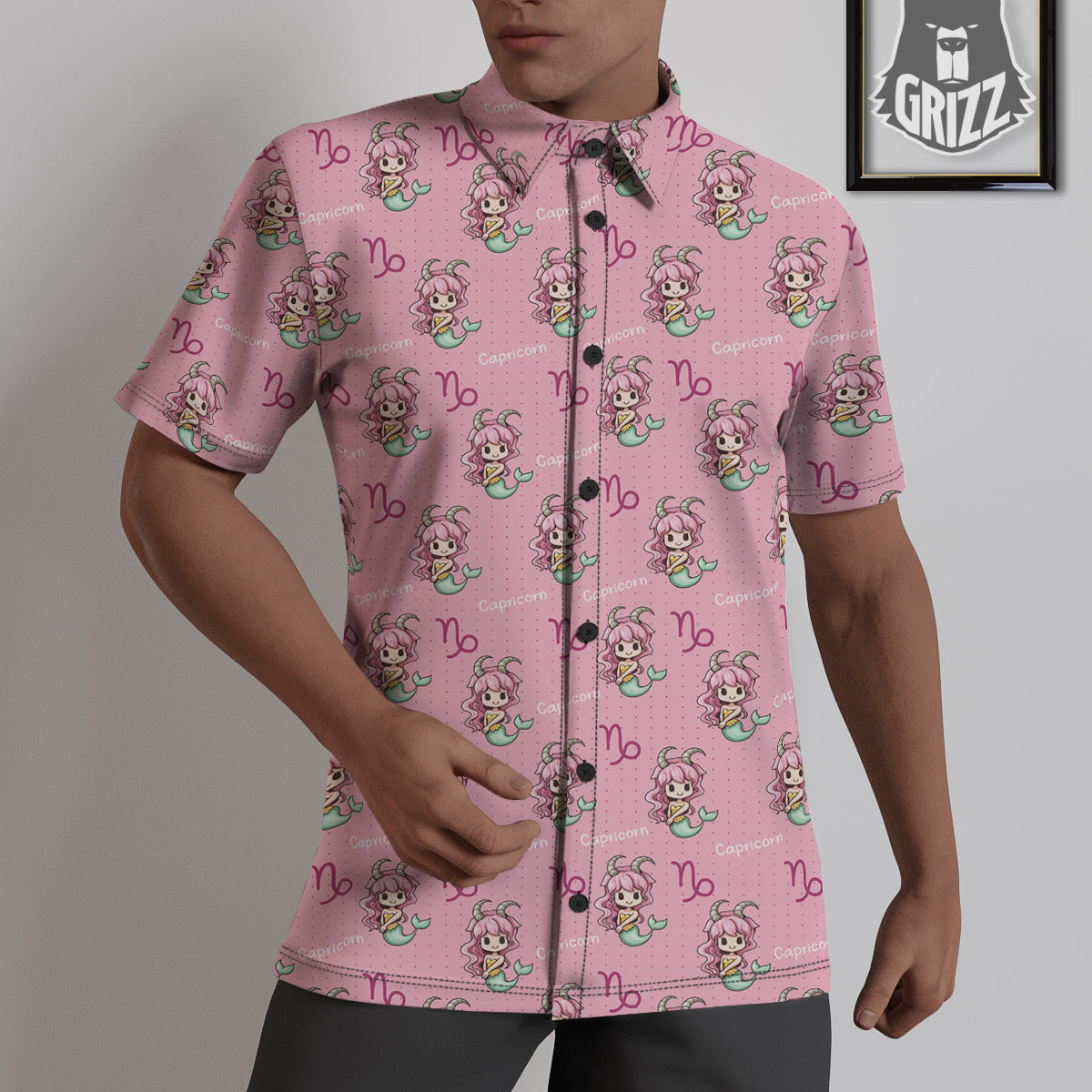 Capricorn Cute Cartoon Print Pattern Untucked Shirts-grizzshop