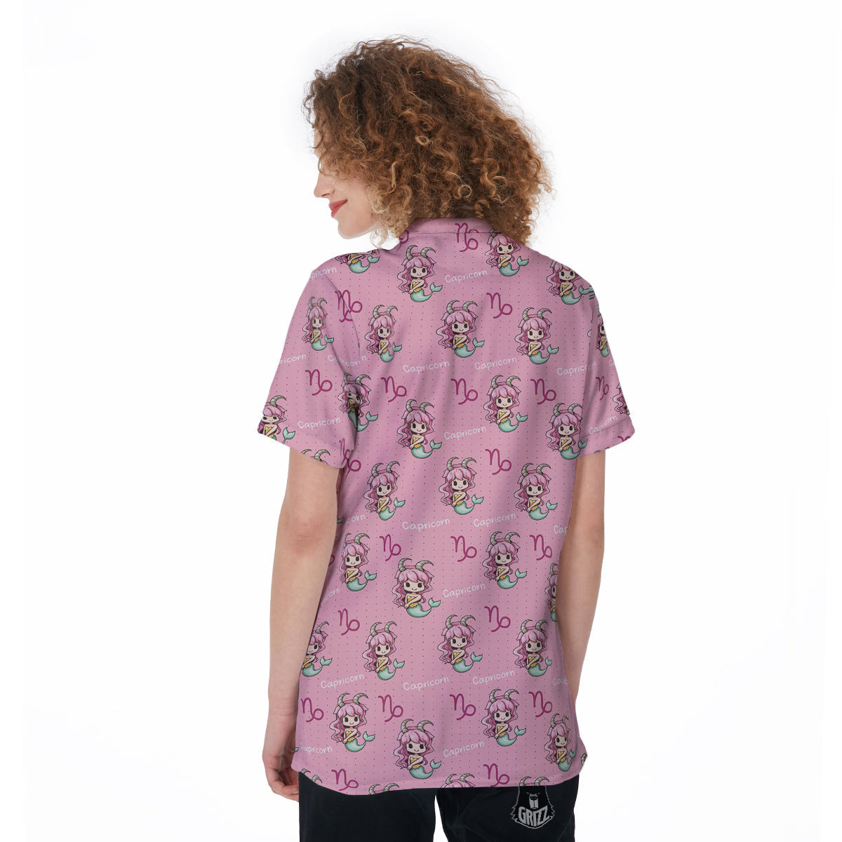 Capricorn Cute Cartoon Print Pattern Women's Golf Shirts-grizzshop