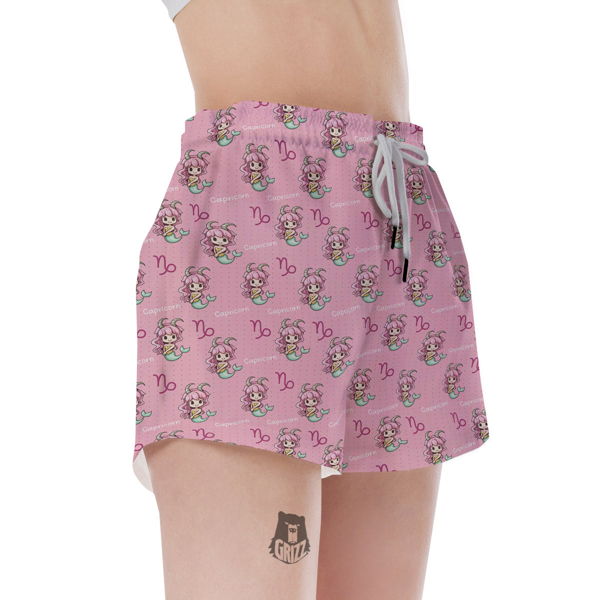 Capricorn Cute Cartoon Print Pattern Women's Shorts-grizzshop