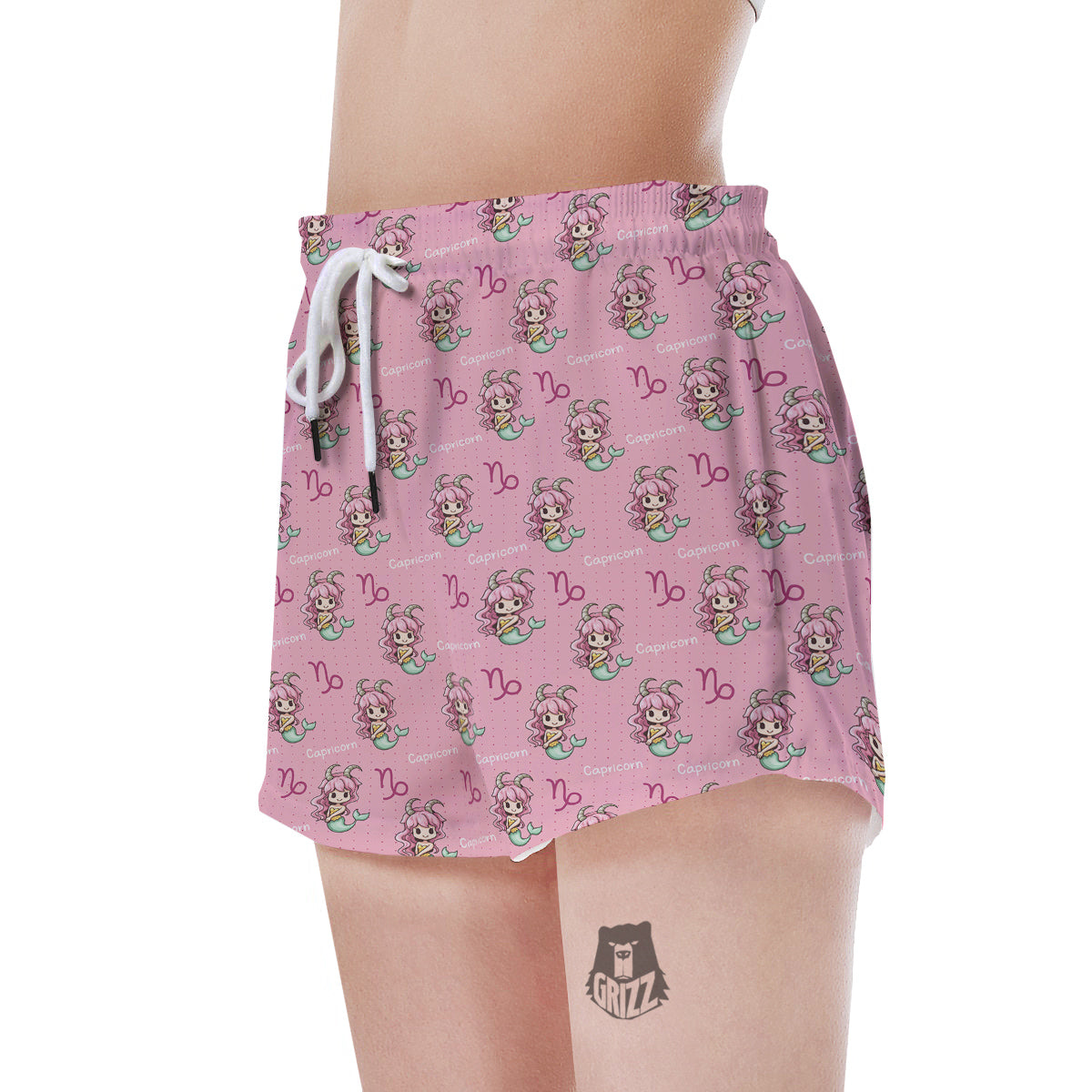 Capricorn Cute Cartoon Print Pattern Women's Shorts-grizzshop