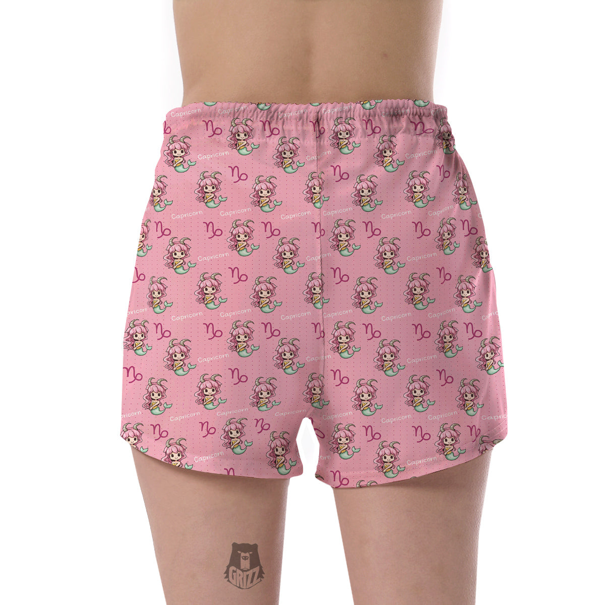 Capricorn Cute Cartoon Print Pattern Women's Shorts-grizzshop