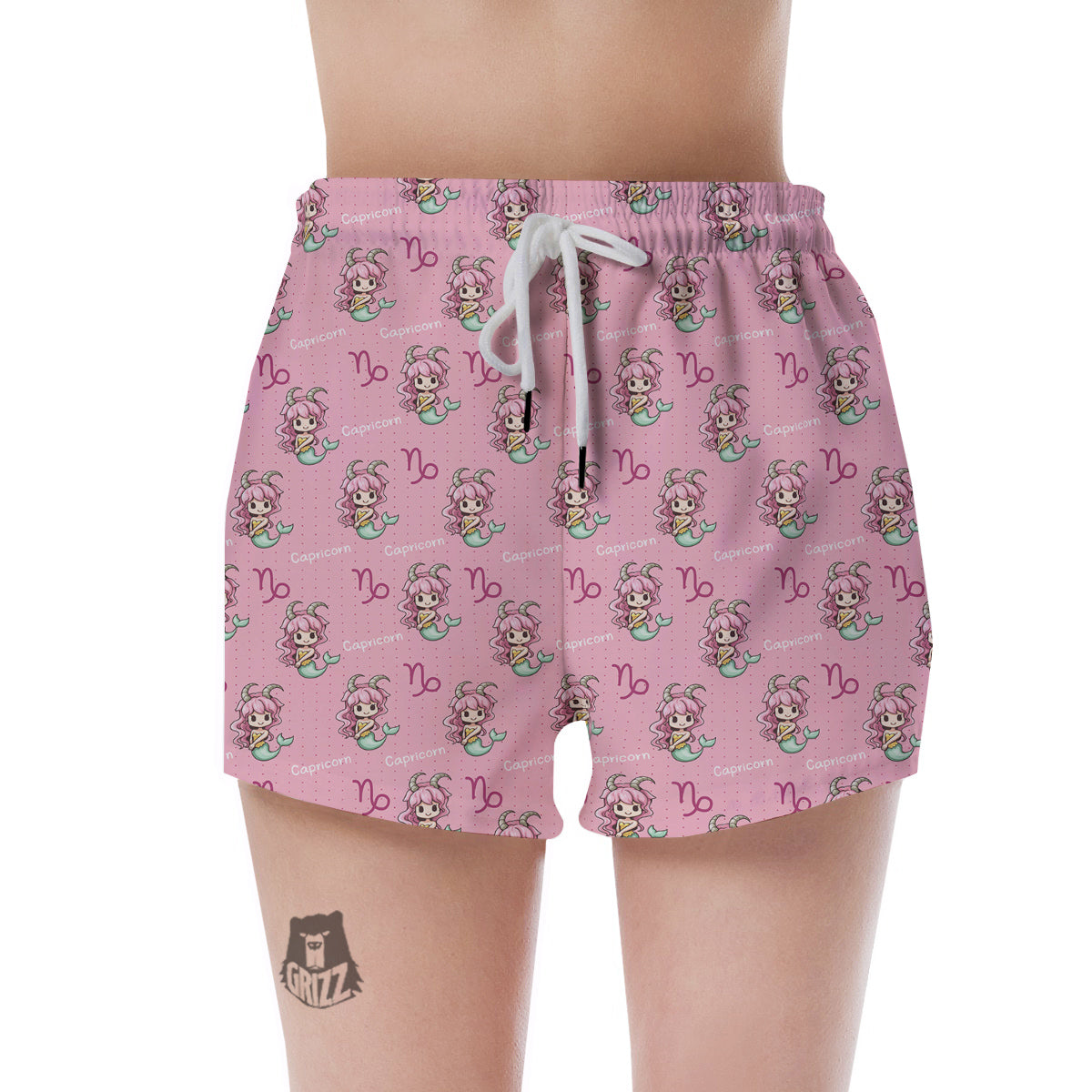 Capricorn Cute Cartoon Print Pattern Women's Shorts-grizzshop