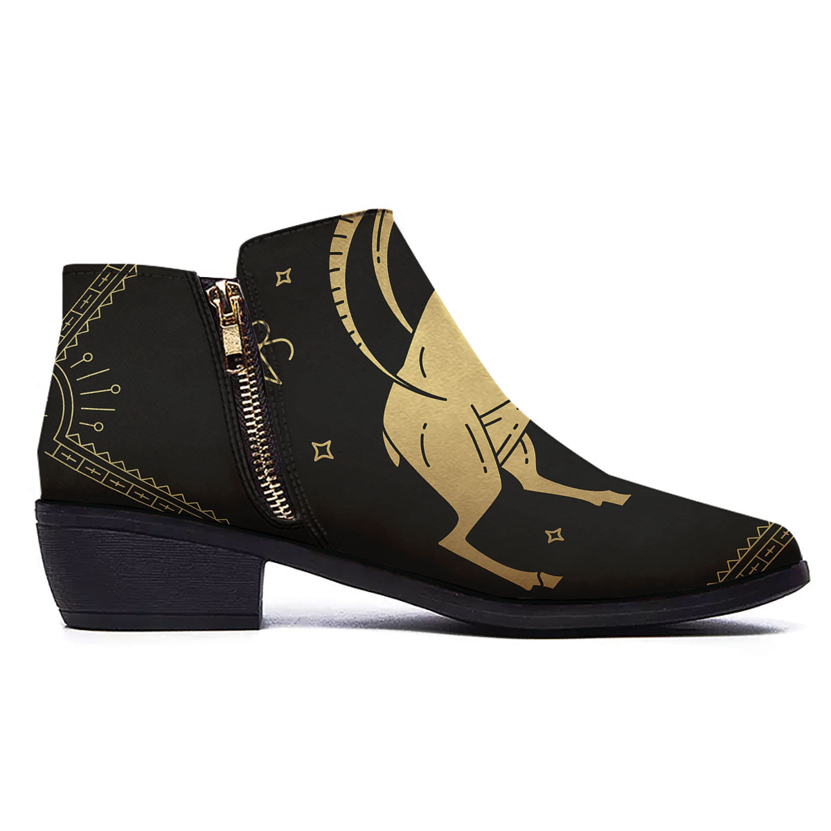 Capricorn Sign Astrological Print Ankle Boots-grizzshop