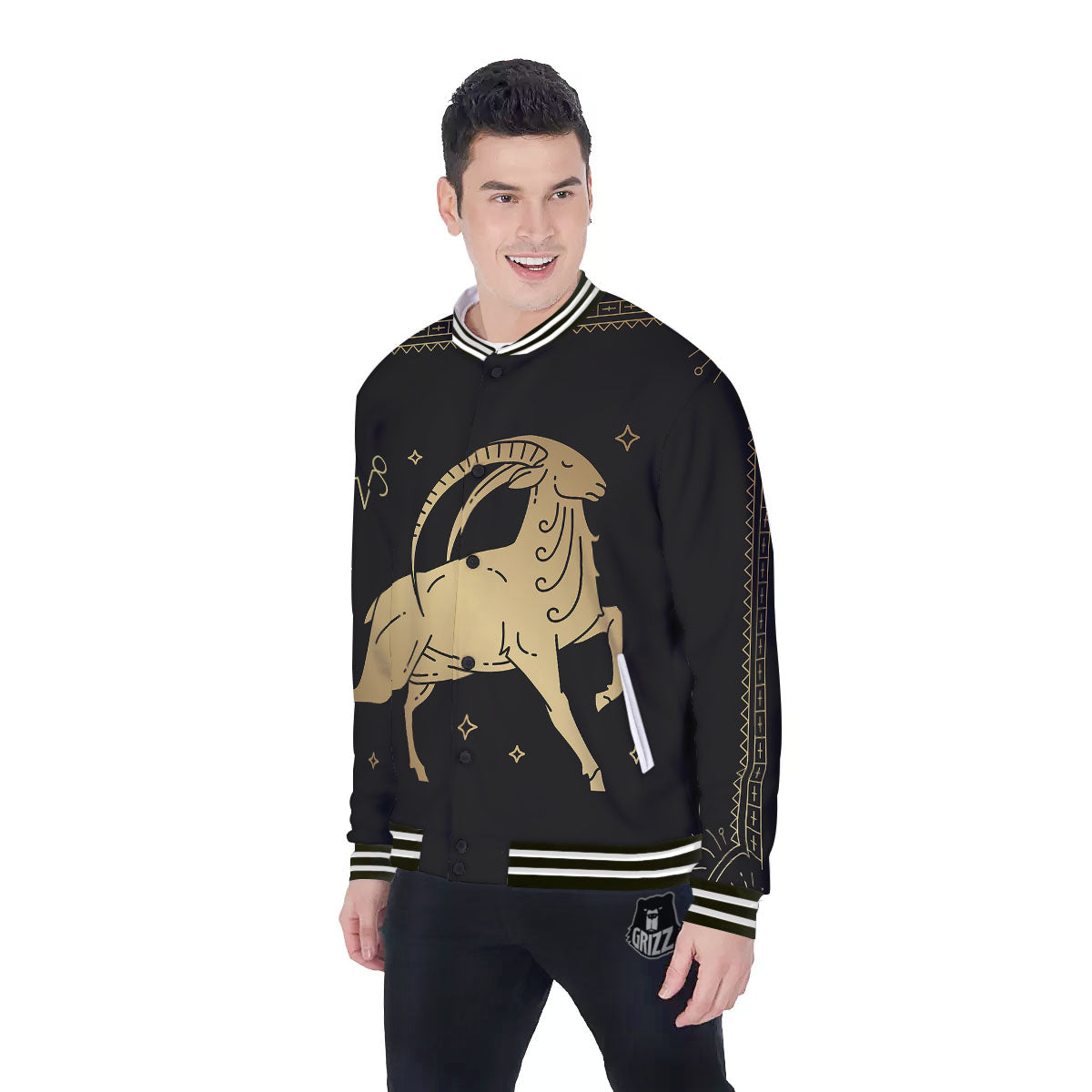 Capricorn Sign Astrological Print Baseball Jacket-grizzshop