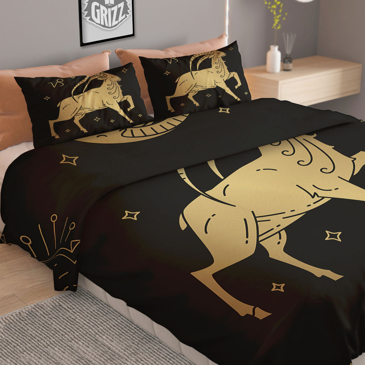 Capricorn Sign Astrological Print Duvet Cover Bedding Set