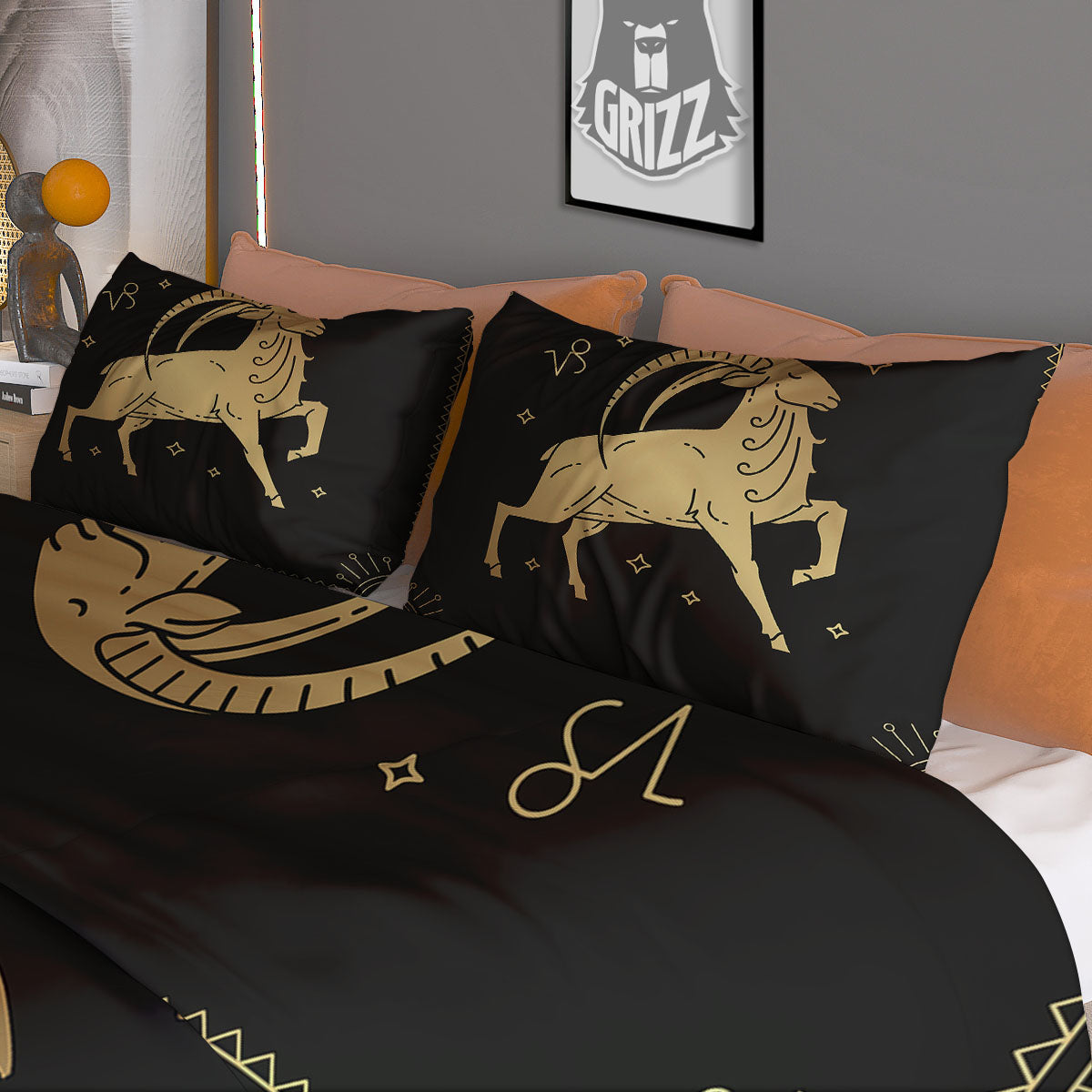 Capricorn Sign Astrological Print Duvet Cover Bedding Set