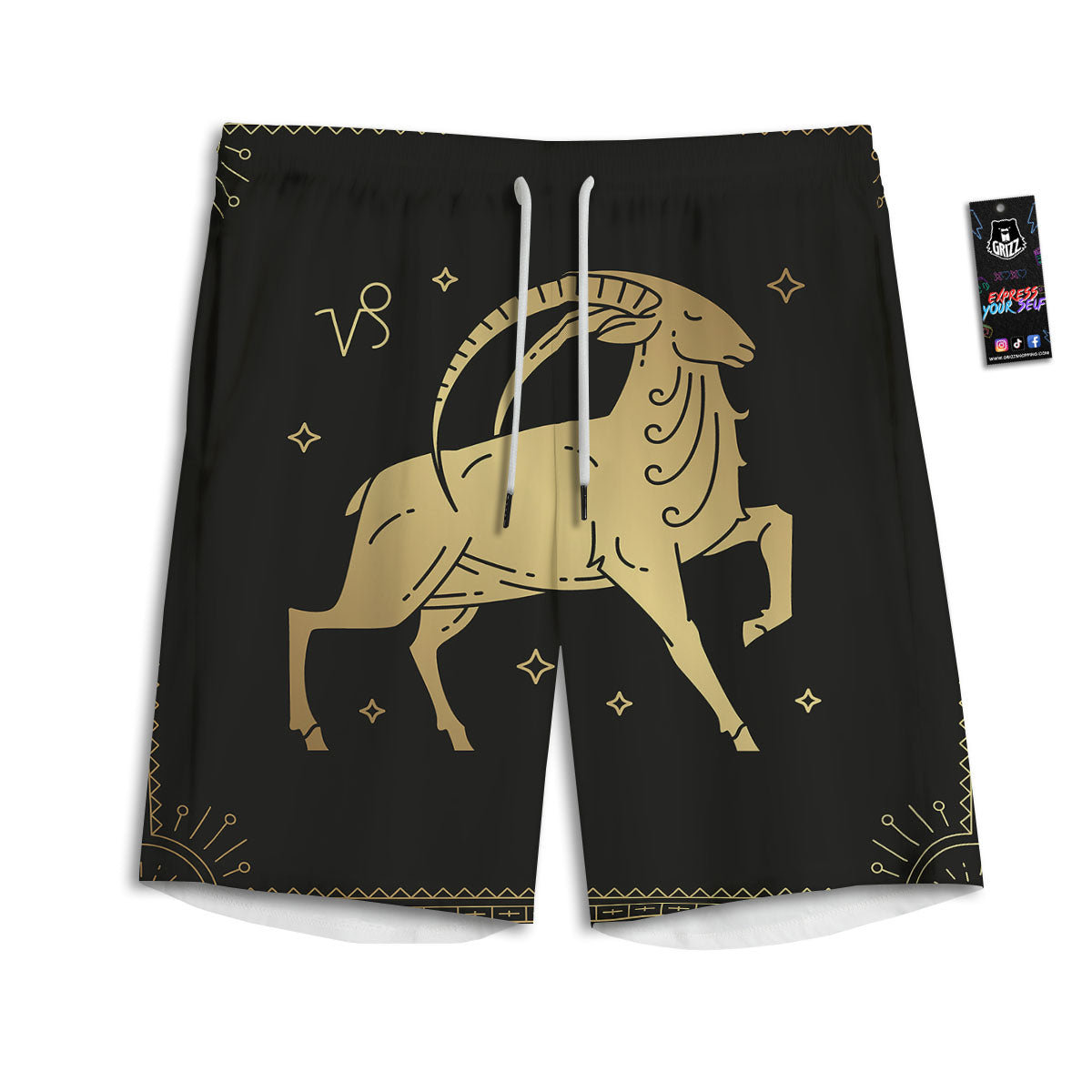 Capricorn Sign Astrological Print Men's Athletic Shorts