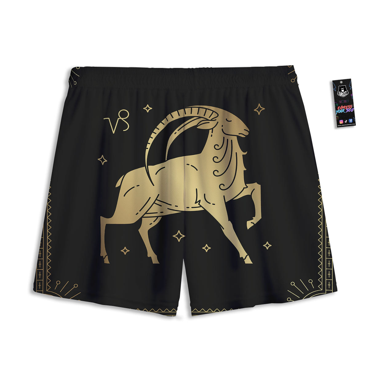 Devil Fire Punk Print Mesh Shorts