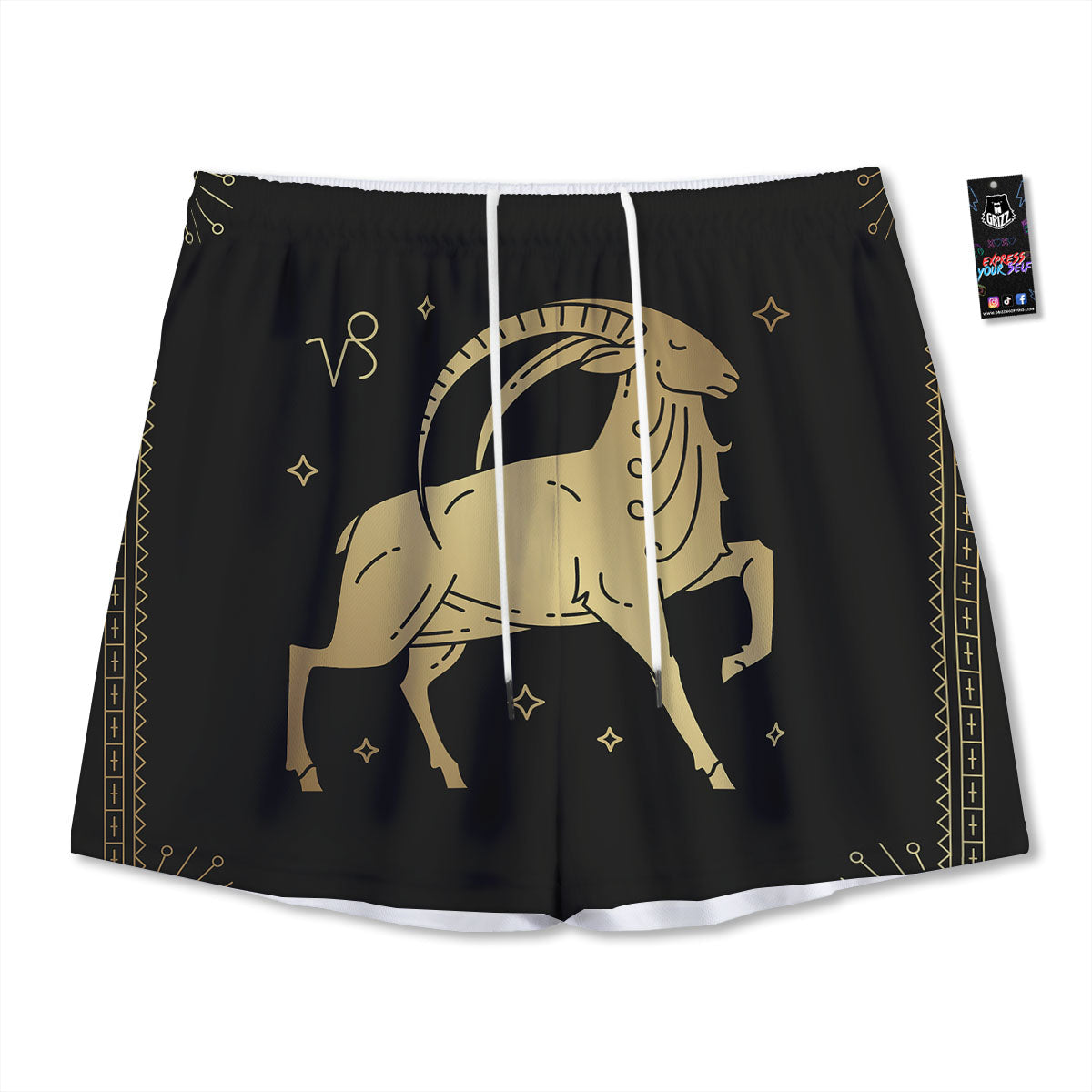 Devil Fire Punk Print Mesh Shorts