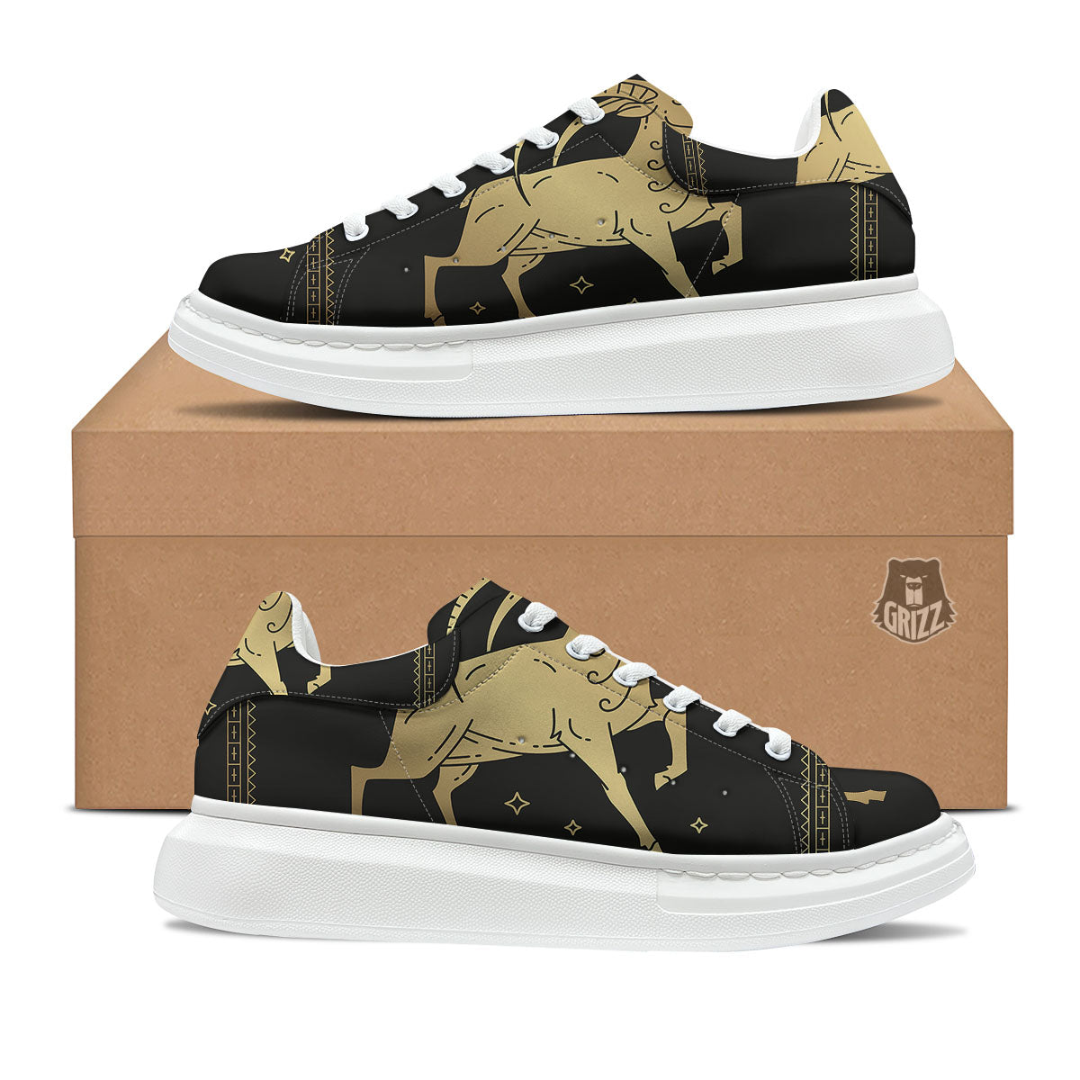 Capricorn Sign Astrological Print Platform Shoes-grizzshop