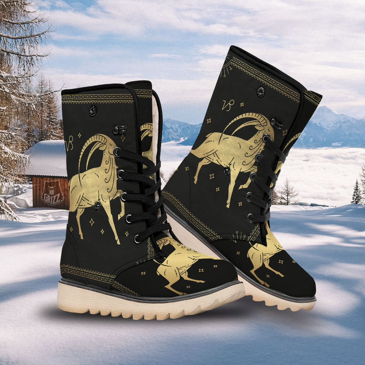 Capricorn Sign Astrological Print Snow Boots-grizzshop