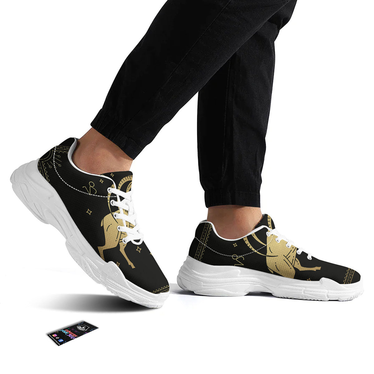Capricorn Sign Astrological Print White Chunky Shoes-grizzshop
