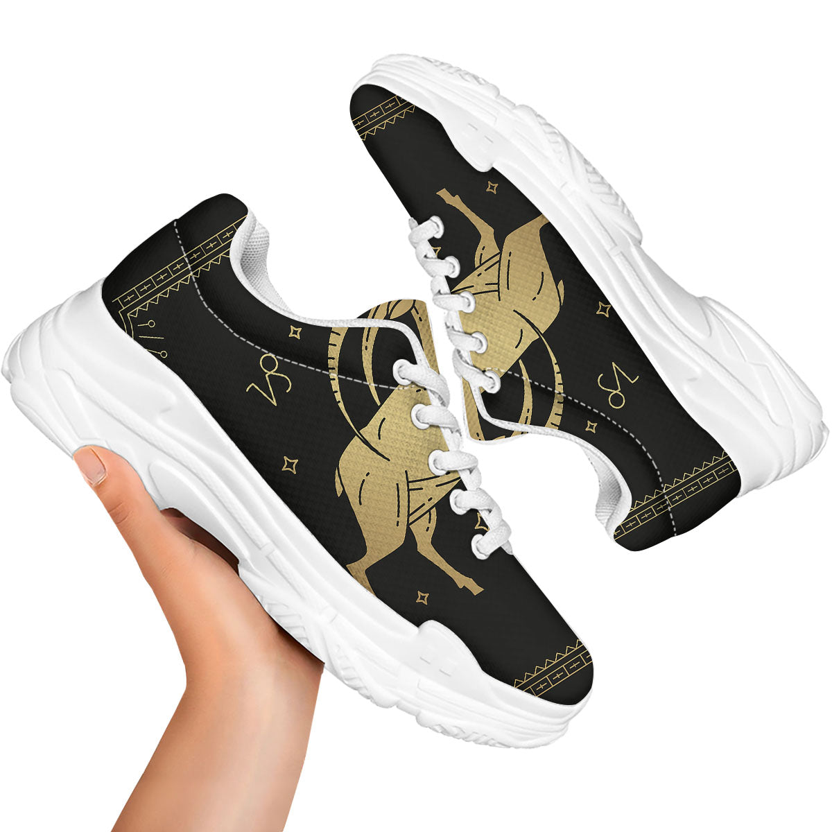 Capricorn Sign Astrological Print White Chunky Shoes-grizzshop