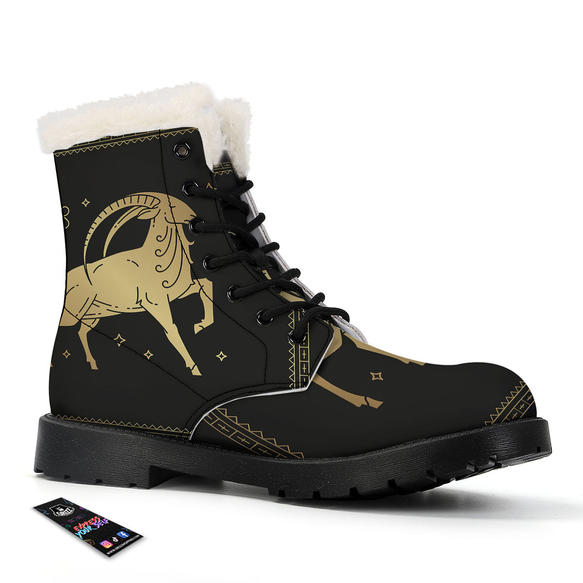Capricorn Sign Astrological Print Winter Boots-grizzshop