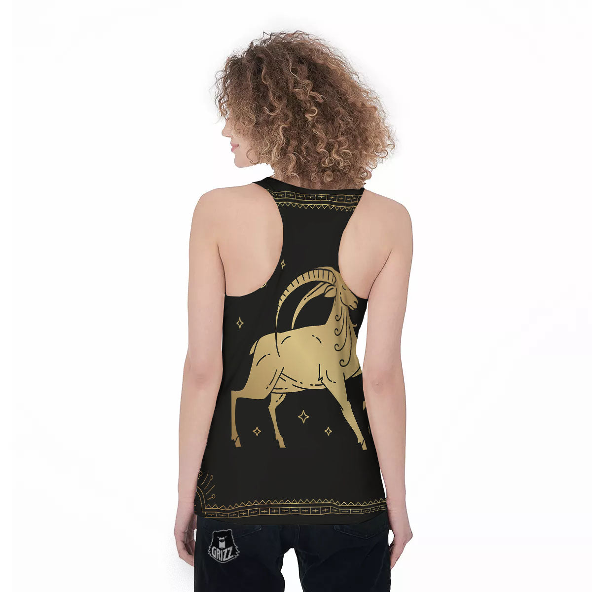 Capricorn Sign Astrological Print Women's Racerback Tank Top-grizzshop