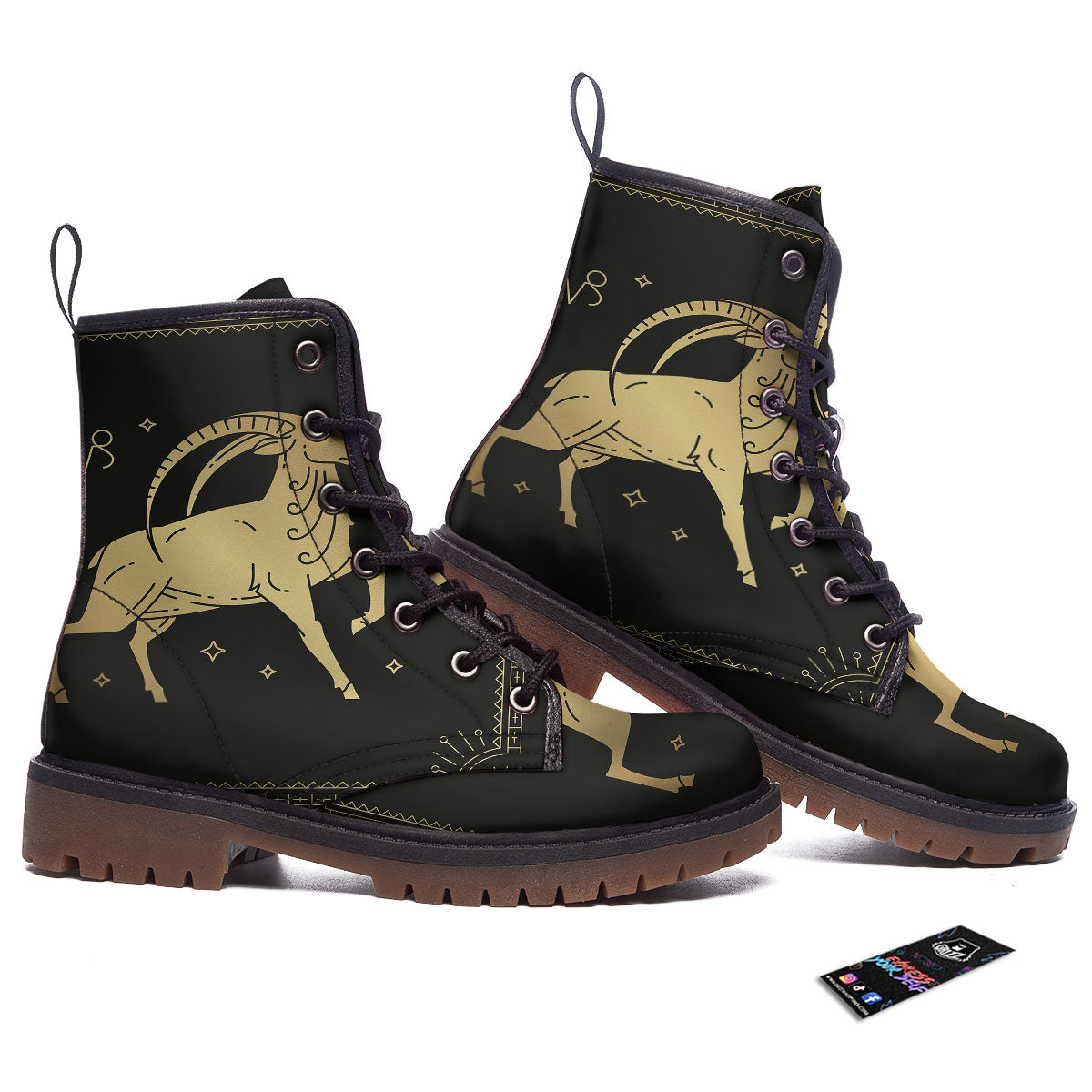 Capricorn Sign Astrological Print Work Boots-grizzshop