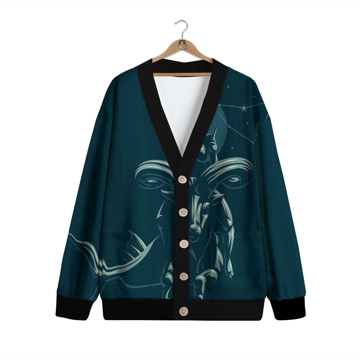 Capricorn Sign Astrology Print Cardigan-grizzshop