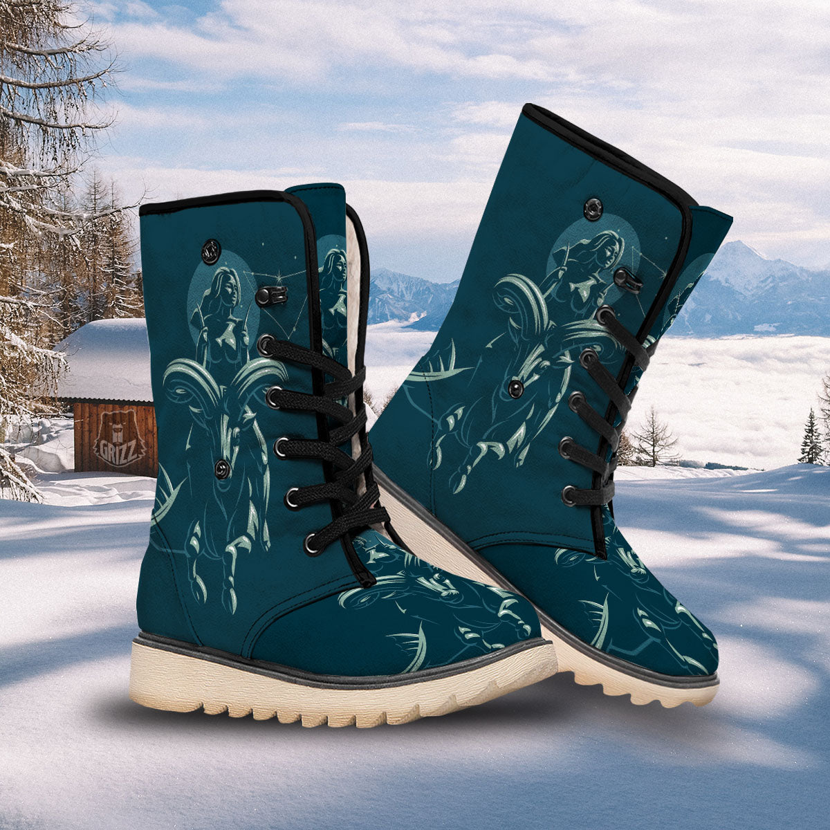 Capricorn Sign Astrology Print Snow Boots-grizzshop