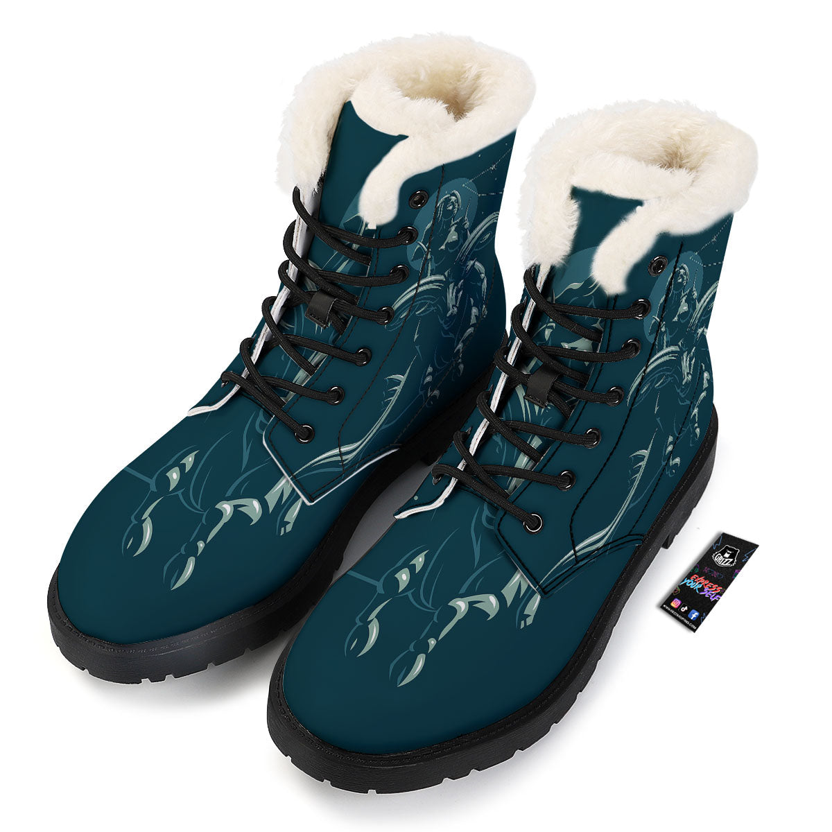 Capricorn Sign Astrology Print Winter Boots-grizzshop