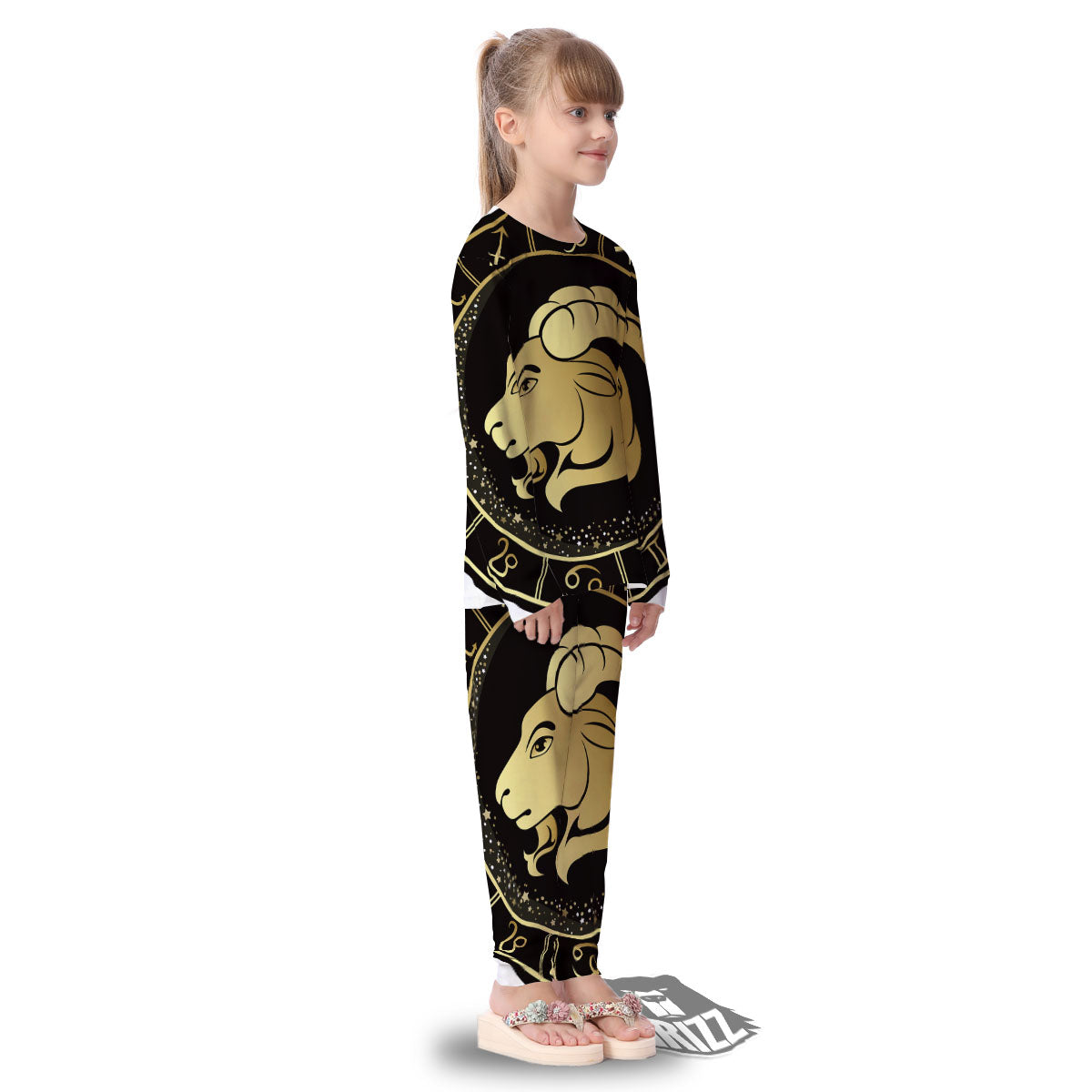 Capricorn Sign Black And Gold Print Kid's Pajamas-grizzshop