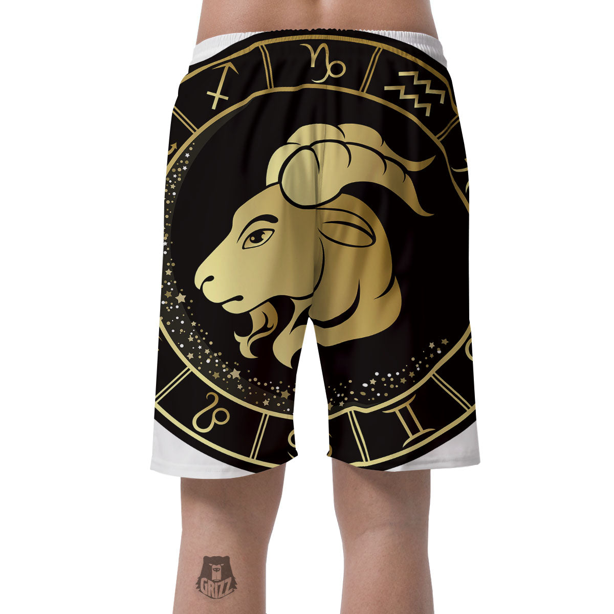 Capricorn Sign Black And Gold Print Men's Shorts-grizzshop