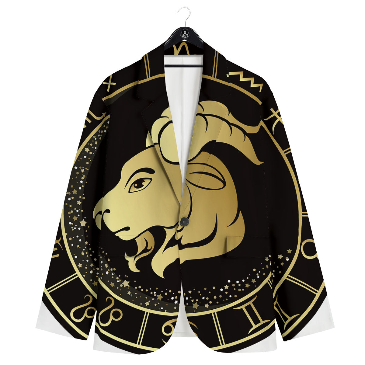 Capricorn Sign Black And Gold Print Men's Sport Coat-grizzshop