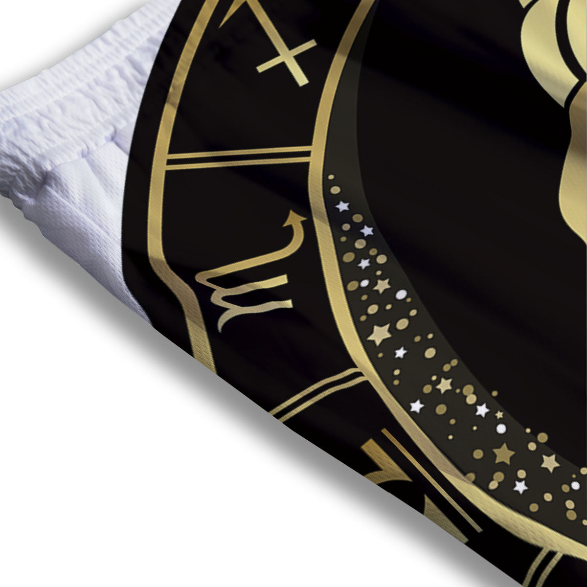 Capricorn Sign Black And Gold Print Mesh Shorts