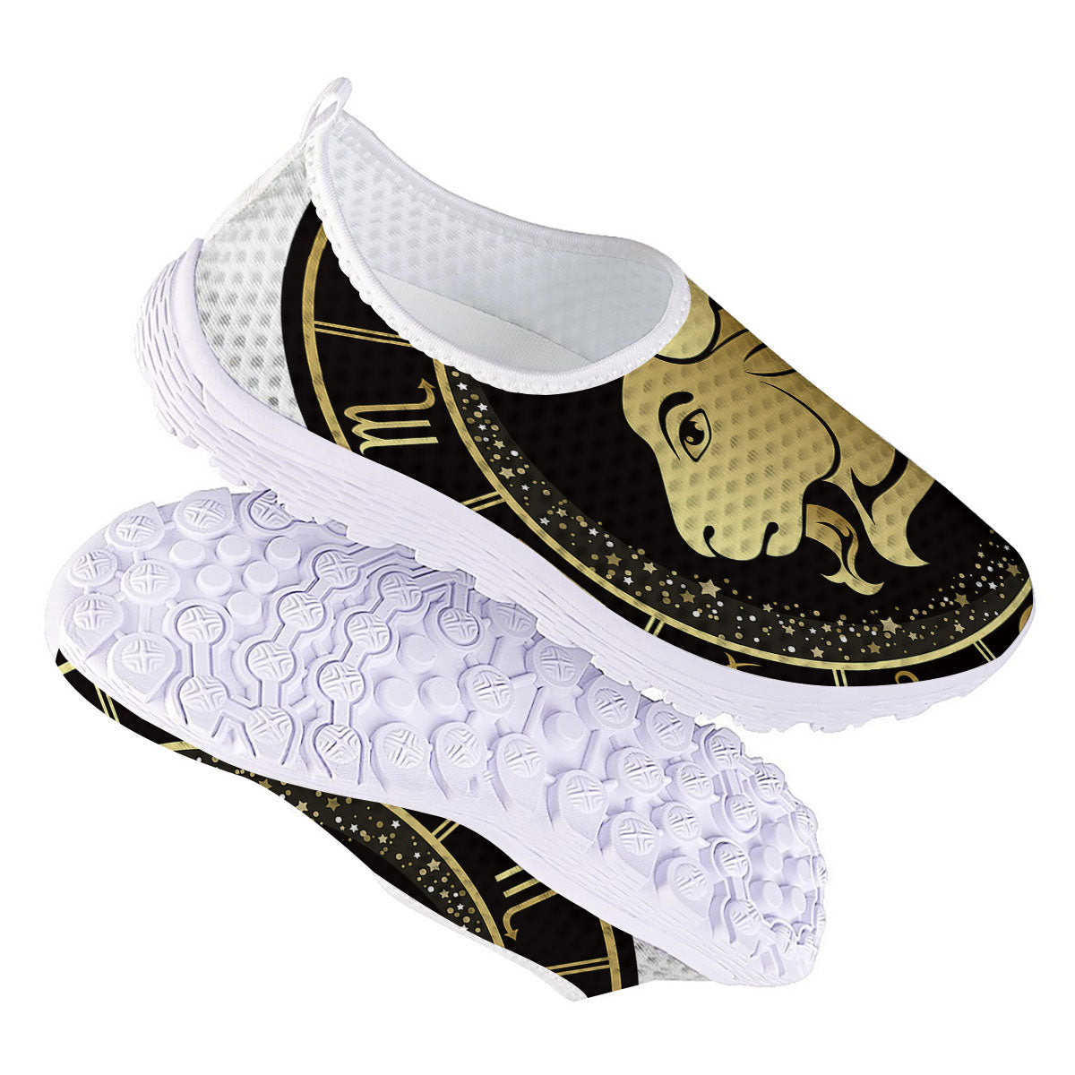 Capricorn Sign Black And Gold Print Nurse Shoes-grizzshop