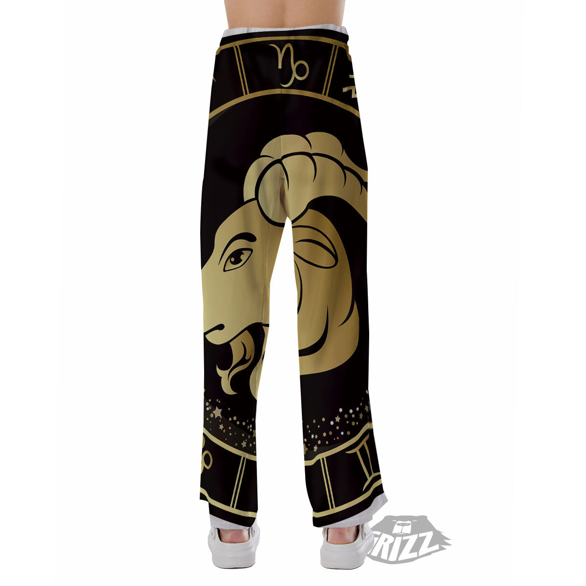 Capricorn Sign Black And Gold Print Pajama Pants-grizzshop