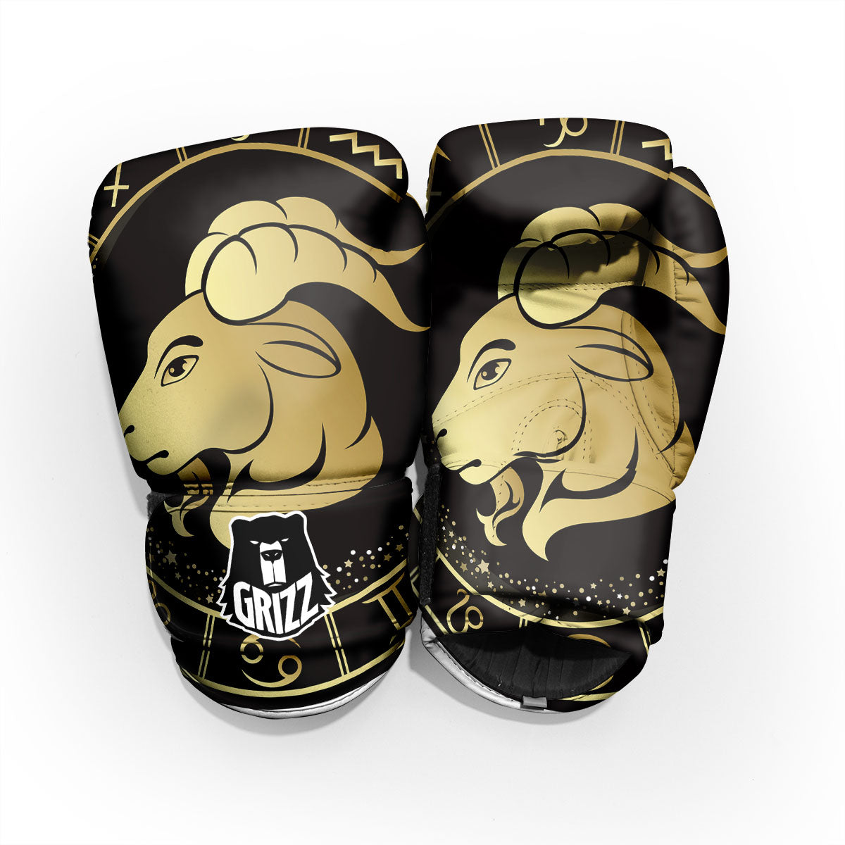 Capricorn Sign Black And Gold Print Pro Boxing Glove