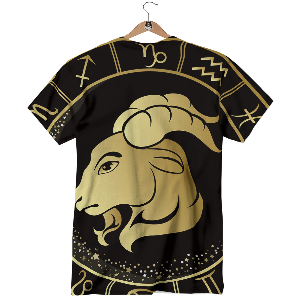 Capricorn Sign Black And Gold Print T-Shirt-grizzshop