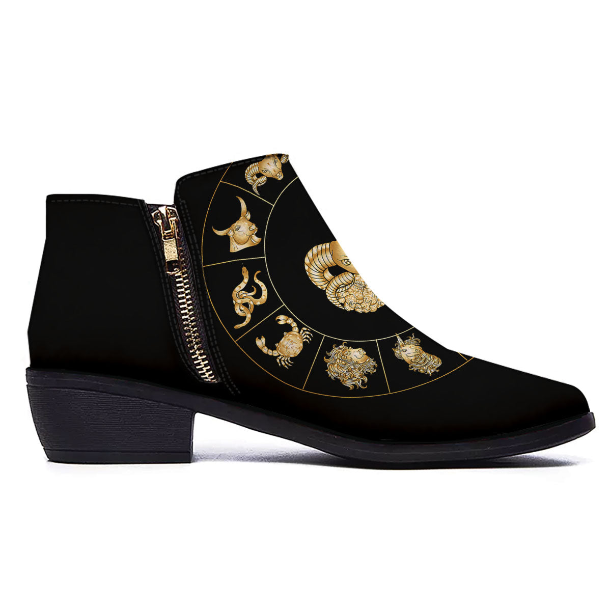 Capricorn Sign Fantasy Print Ankle Boots-grizzshop