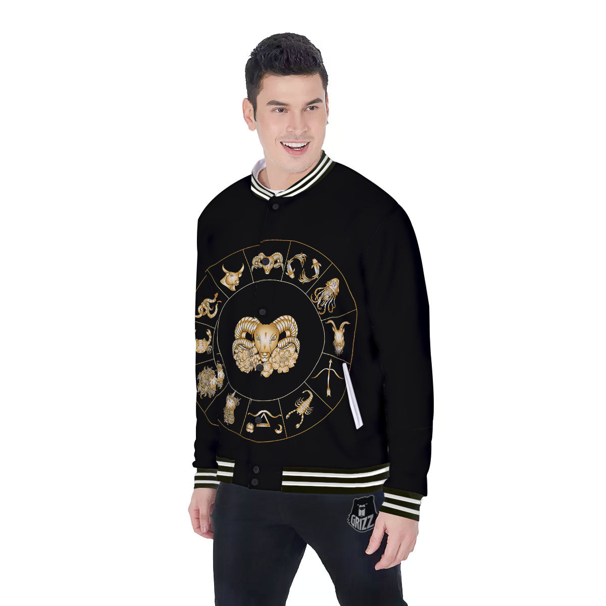 Capricorn Sign Fantasy Print Baseball Jacket-grizzshop