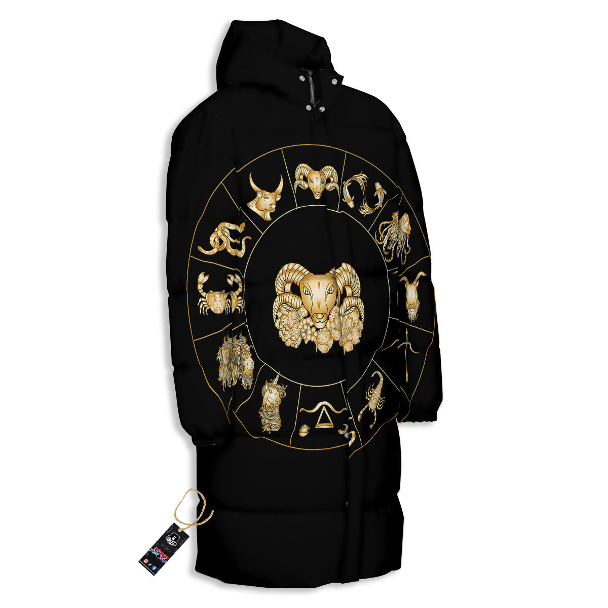 Capricorn Sign Fantasy Print Long Down Jacket-grizzshop