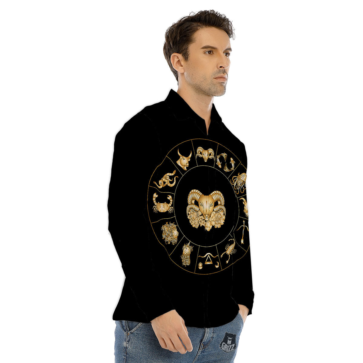 Capricorn Sign Fantasy Print Men's Dress Shirts-grizzshop