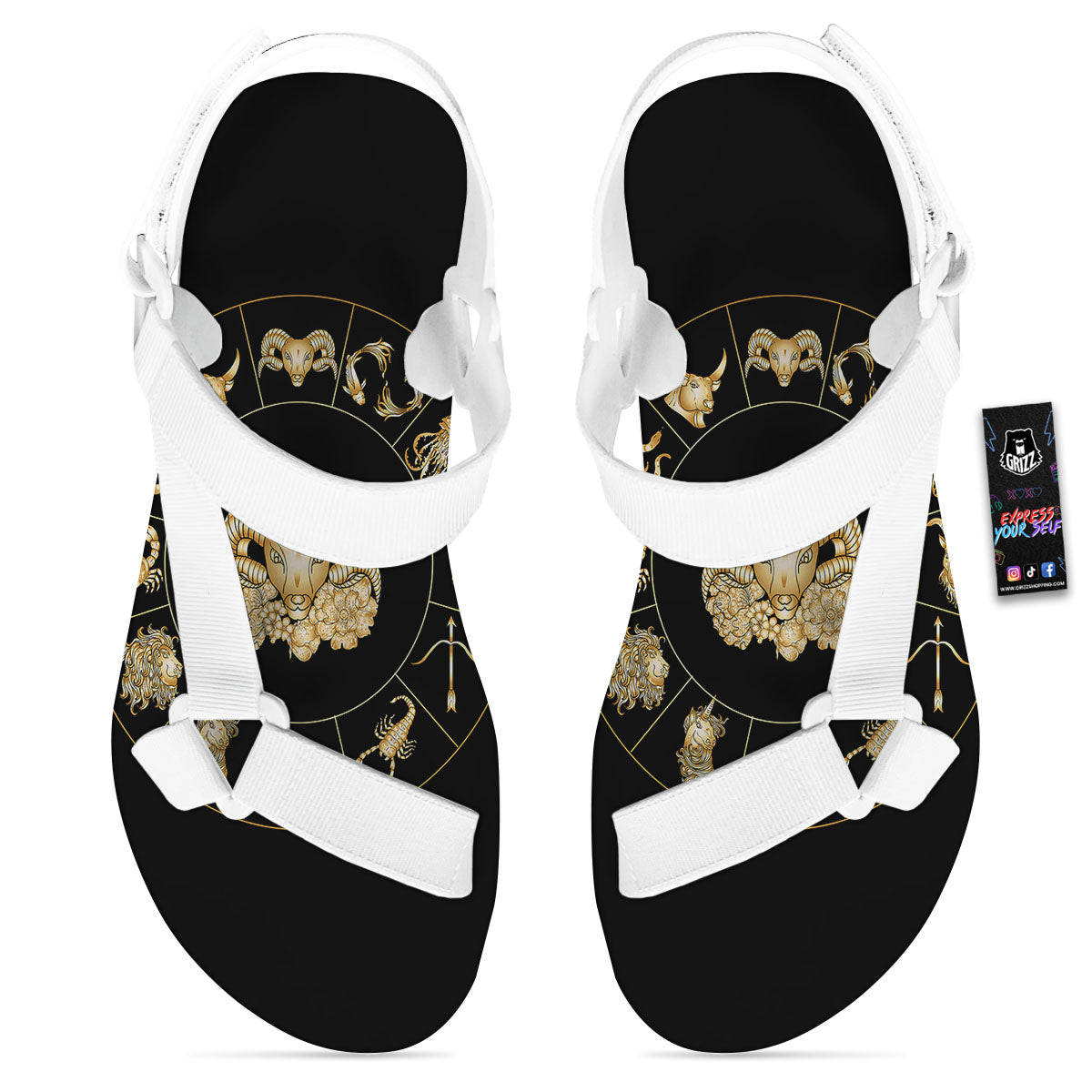 Capricorn Sign Fantasy Print White Open Toe Sandals-grizzshop