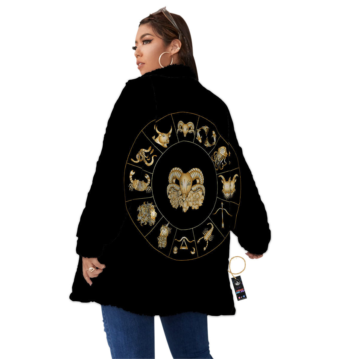 Capricorn Sign Fantasy Print Women's Sherpa Jacket-grizzshop