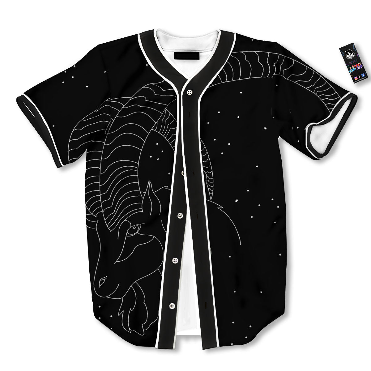 Capricorn Sign White And Black Print Baseball Jersey-grizzshop