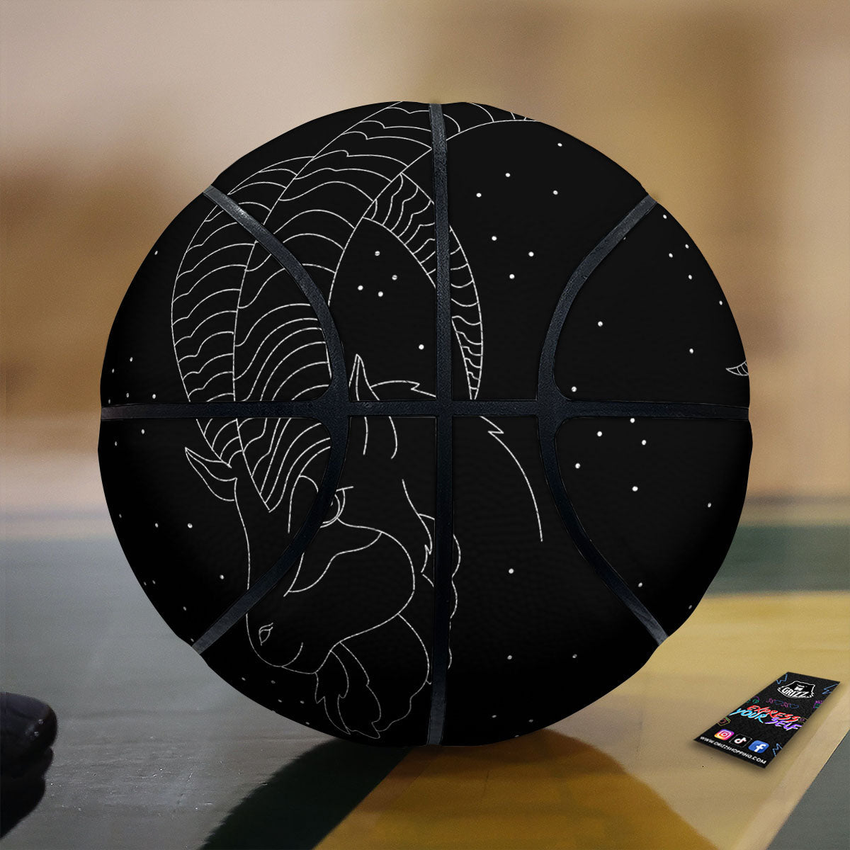 Capricorn Sign White And Black Print Basketball