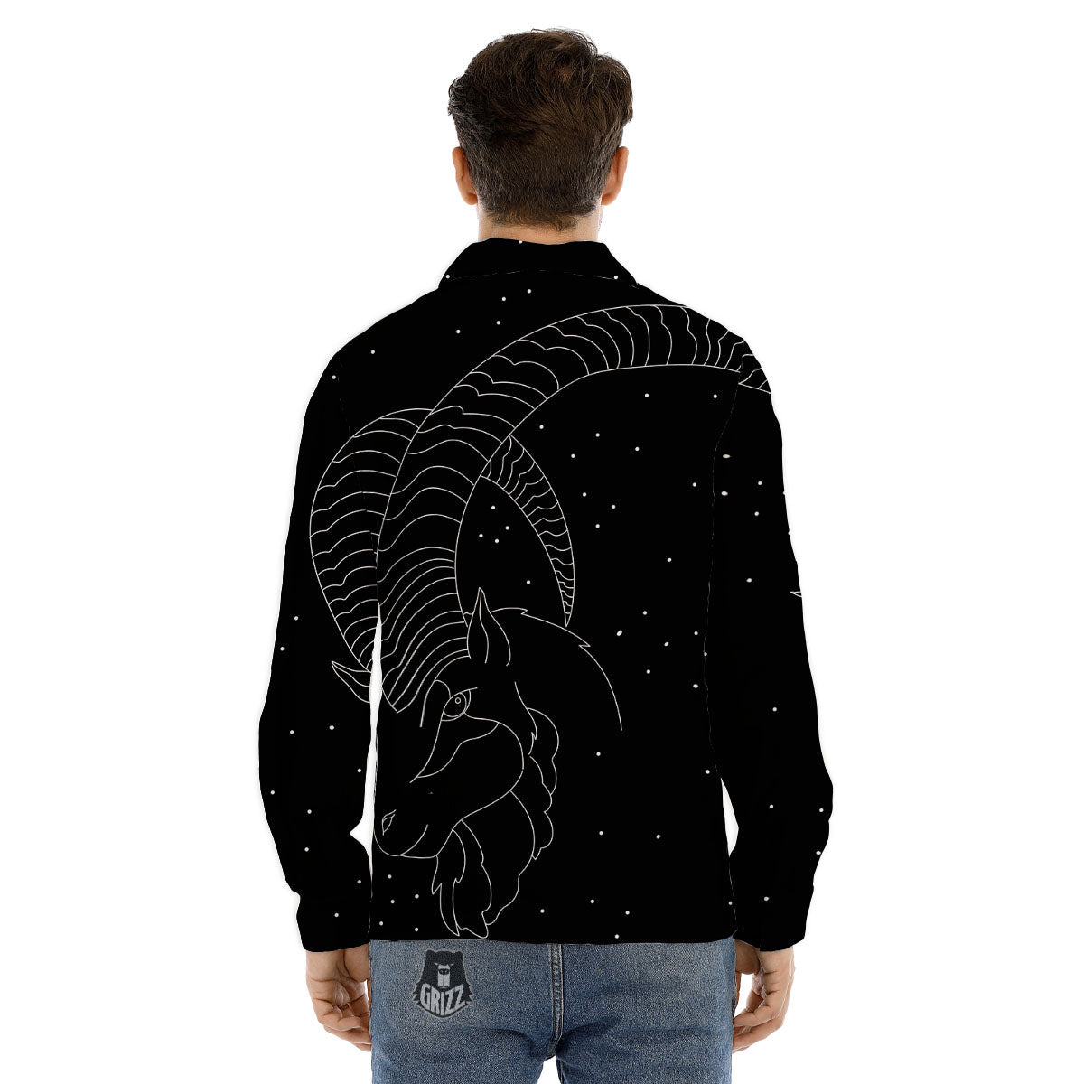 Capricorn Sign White And Black Print Men's Dress Shirts-grizzshop