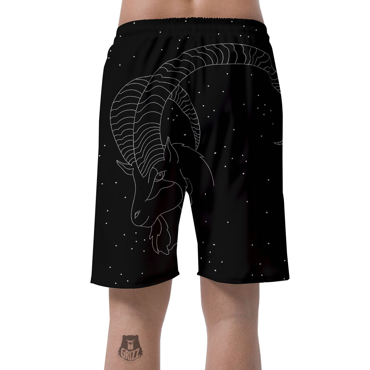 Capricorn Sign White And Black Print Men's Shorts-grizzshop